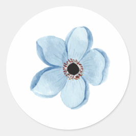 flor azul claro runder aufkleber