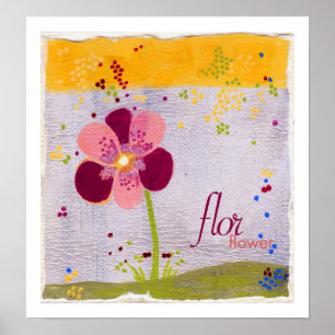 Flor: Blume zweisprachiger Druck Poster