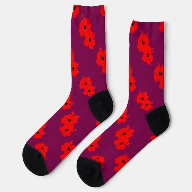 Flor del Encanto Maroon Socken (Linkes Detail)