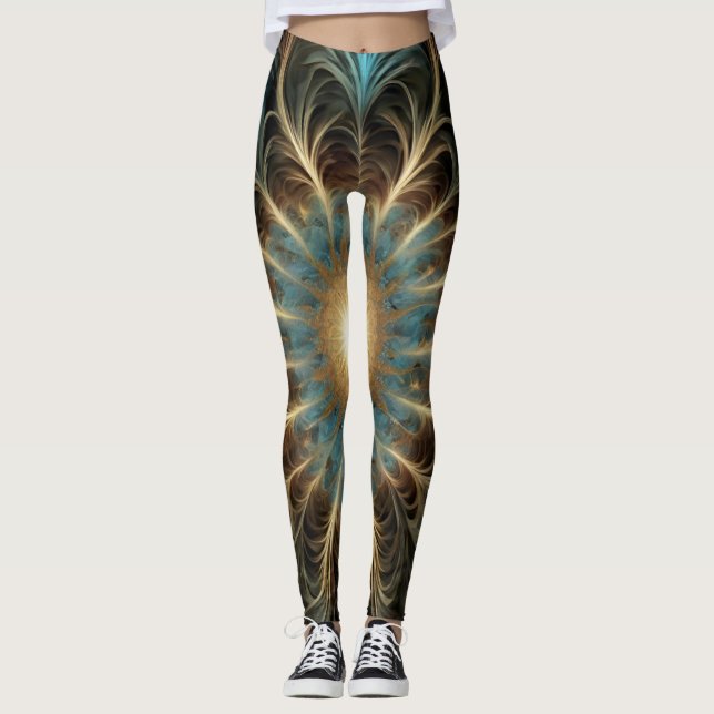 Flor Fractal Radiante Leggings (Vorderseite)