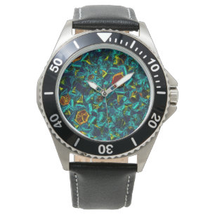 Flor virtual em azul gradiente, estilhaçada armbanduhr
