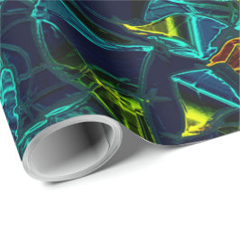 Flor virtual em azul gradiente, estilhaçada geschenkpapier