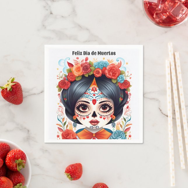 🌹 Flor y Calavera: Tribut an Dia de Muertos 🌹 Serviette (Beispiel)