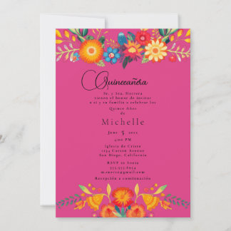 Flora - 15. Geburtstag Quincinera Einladung
