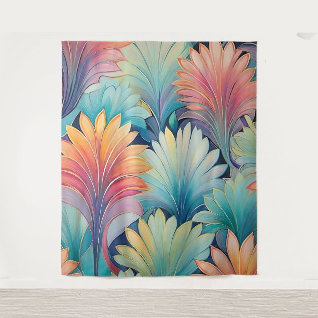 Flora 1 Blumenpastel Tapesta Wandteppich (Vorderseite)