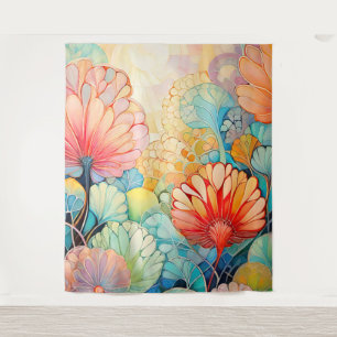 Flora 5 Blumenpastel Tapesta Wandteppich