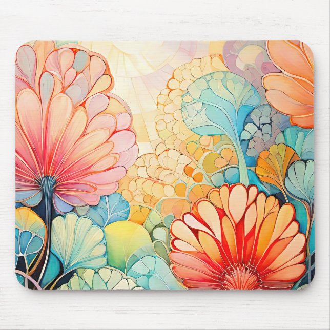 Flora 5 Blumenpastellwand Mousepad (Vorne)