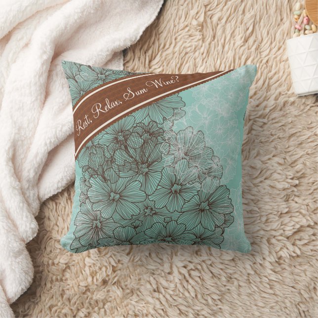 Flora Abstrakt Ribbon N Wein Kissen (Decke)