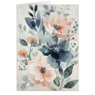 Flora-Begrüßung von Aquarellfarben Notecard Blank