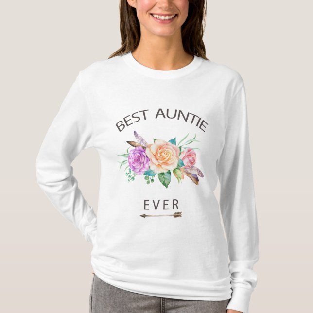 Flora Best Auntie Shirt Long Sleeve (Vorderseite)
