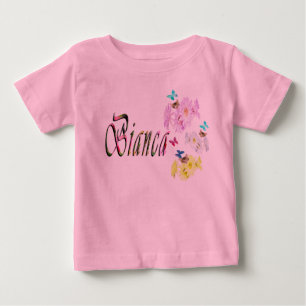 Flora; Bianca Name Mit Kätzchen, Baby T-shirt