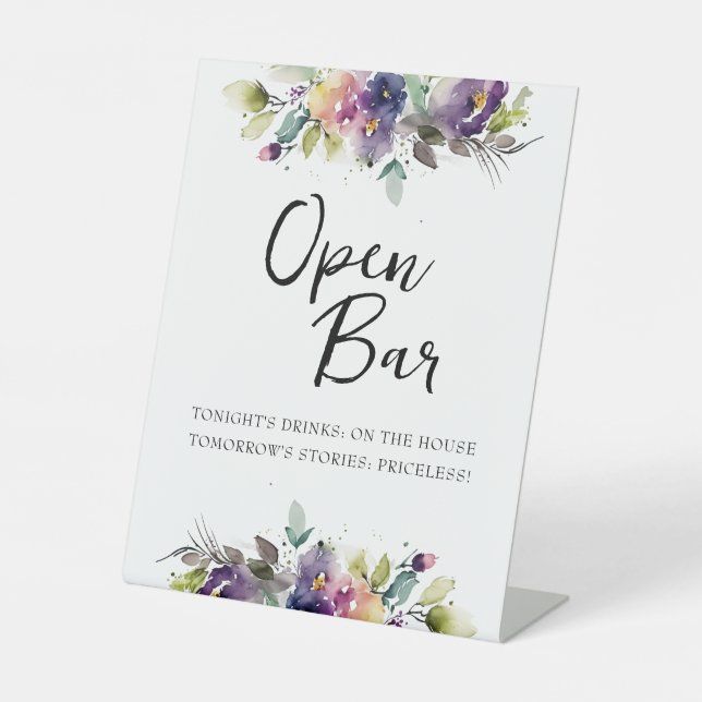 Flora Bläserndes Zeichen für offene Bar Sockelschild (Vorderseite)