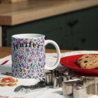 Flora Blume Wasserfarbene Vector Weißer Kaffee Tas
