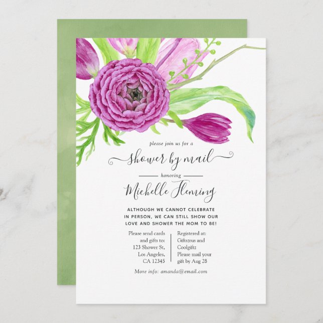 Flora-Blütendusche per Mail Einladung (Vorne/Hinten)