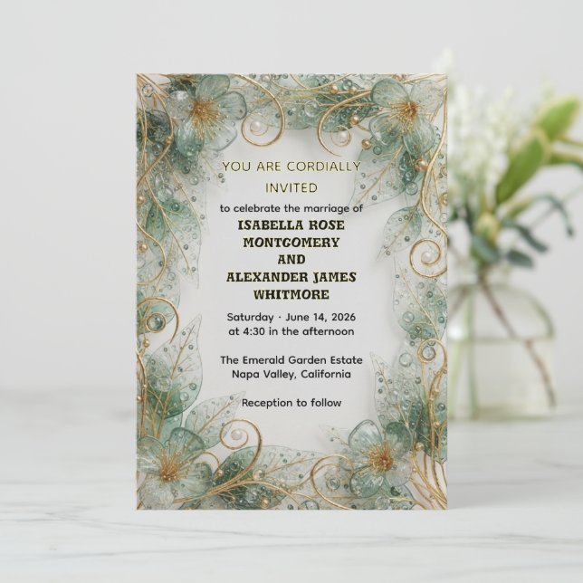 Flora Botanical Elegant Garden Wedding Invitation (Debout devant)
