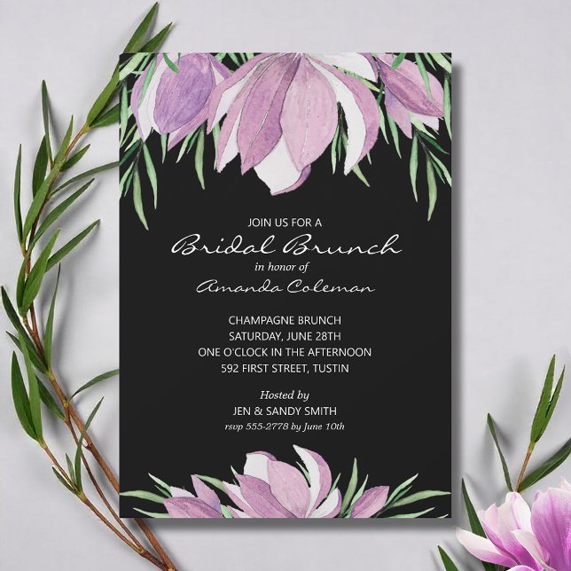 Flora-Brautparty Einladung (Watercolor magnolia flowers bridal shower invitations - INSTANT DOWNLOAD and/or PRINTED or both!)