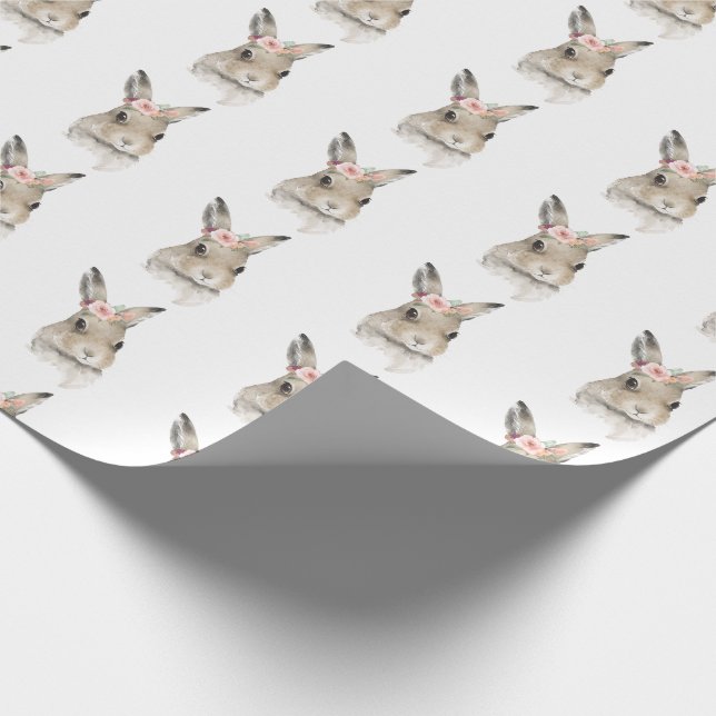Flora Bunny Rabbit Woodland Tier Geschenkpapier (Ecke)