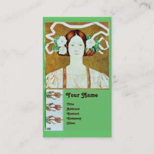 FLORA/DAME MIT MONOGRAMM WEISSE ROSEN VISITENKARTE