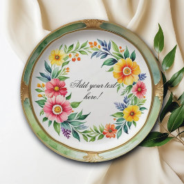 Flora-dekorative Wasserfarben Pappteller