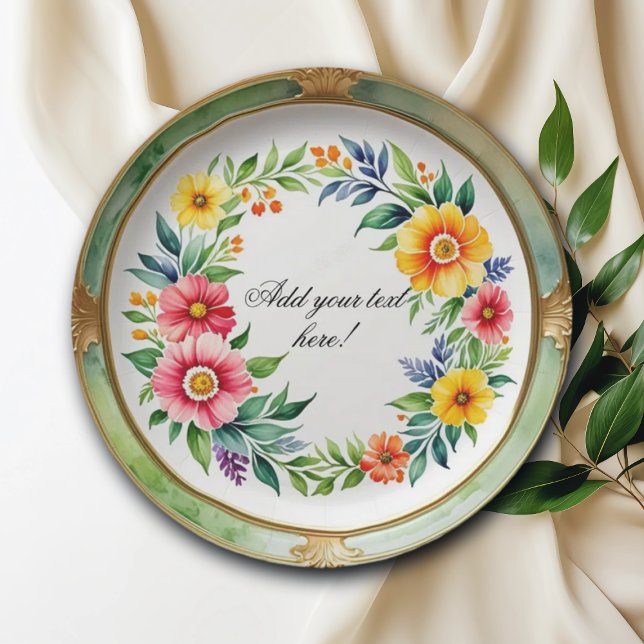 Flora-dekorative Wasserfarben Pappteller (Von Creator hochgeladen)