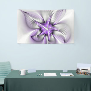 Flora Elegante Modernes Abstraktes Violett Fraktal Banner