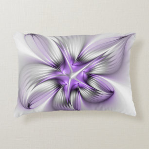 Flora Elegante Modernes Abstraktes Violett Fraktal Dekokissen