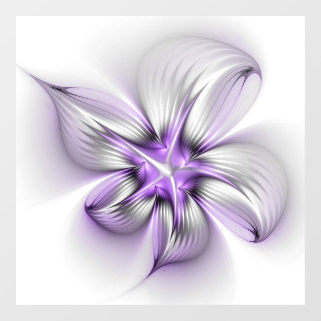 Flora Elegante Modernes Abstraktes Violett Fraktal Fensteraufkleber (Blatt)