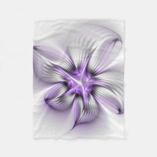 Flora Elegante Modernes Abstraktes Violett Fraktal Fleecedecke