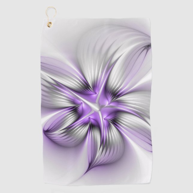 Flora Elegante Modernes Abstraktes Violett Fraktal Golfhandtuch (Vorderseite)
