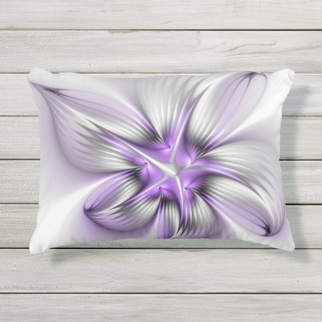 Flora Elegante Modernes Abstraktes Violett Fraktal Kissen Für Draußen (Vorderseite)