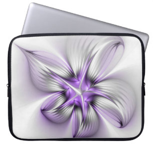 Flora Elegante Modernes Abstraktes Violett Fraktal Laptopschutzhülle
