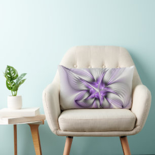 Flora Elegante Modernes Abstraktes Violett Fraktal Lendenkissen