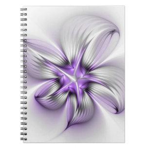 Flora Elegante Modernes Abstraktes Violett Fraktal Notizblock