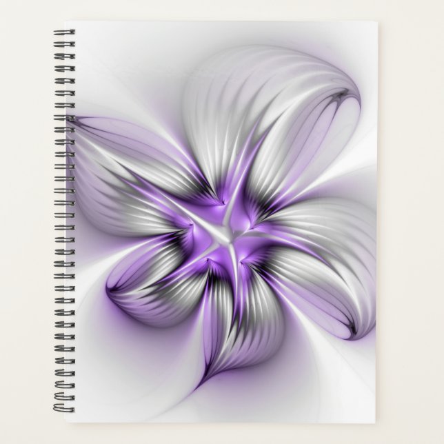 Flora Elegante Modernes Abstraktes Violett Fraktal Planer (Vorderseite)