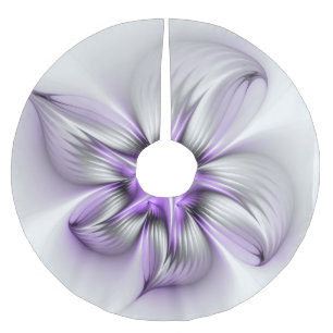 Flora Elegante Modernes Abstraktes Violett Fraktal Polyester Weihnachtsbaumdecke