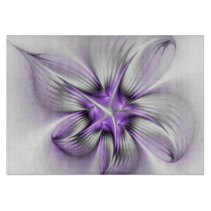 Flora Elegante Modernes Abstraktes Violett Fraktal Schneidebrett