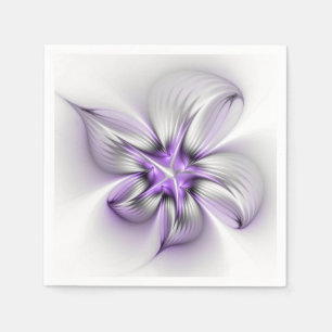 Flora Elegante Modernes Abstraktes Violett Fraktal Serviette