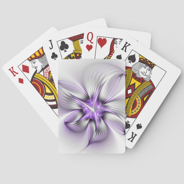 Flora Elegante Modernes Abstraktes Violett Fraktal Spielkarten (Rückseite)
