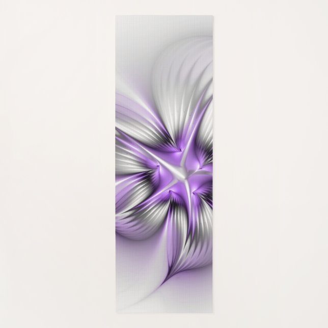 Flora Elegante Modernes Abstraktes Violett Fraktal Yogamatte (Vorderseite)