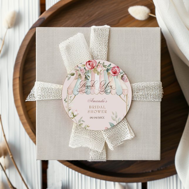 Flora Elegantes Brautparty Wasserfarben Runder Aufkleber (Von Creator hochgeladen)