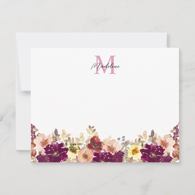 Flora-Flora-Flora-Monogramm Mitteilungskarte (Vorderseite)