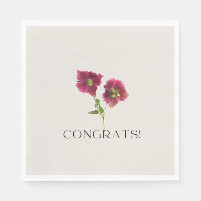 Flora Glückwunschs Trendy Magenta Violet Blume Serviette (Vorderseite)