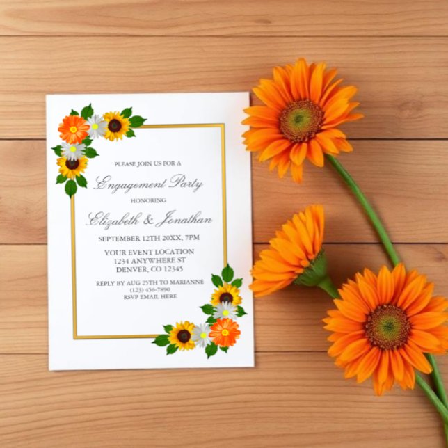 Flora-Gold-Frame-Engagement Einladung (Von Creator hochgeladen)