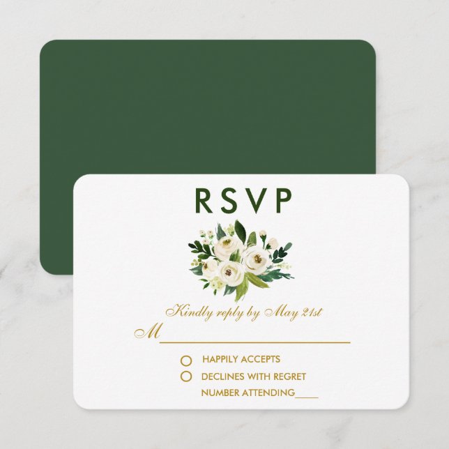 Flora-grüne Hochzeit RSVP GBG (Vorne/Hinten)