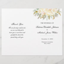 Flora-Hochzeitsprogramm Champagne