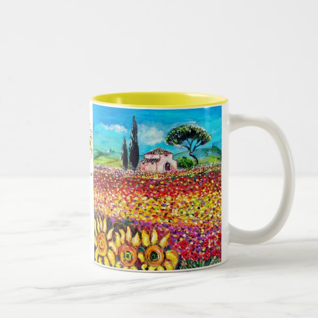 FLORA IN DER TUSKANIE/ Felder, Pfeffer und Sonnenb Zweifarbige Tasse (Rechts)