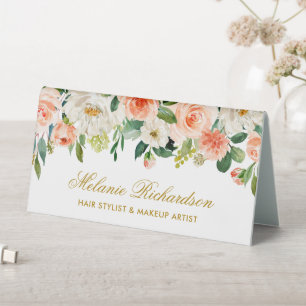 Flora Korallenweiße Flora Goldene Namensschild Tischaufsteller