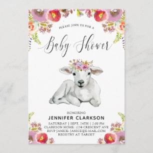 Flora Lamb Babydusche Einladung