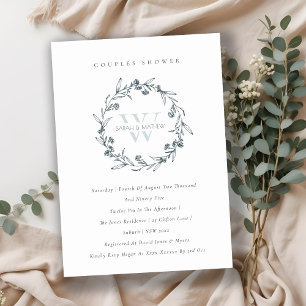 Flora Laurel Wreath Monogram Couples Invitation de