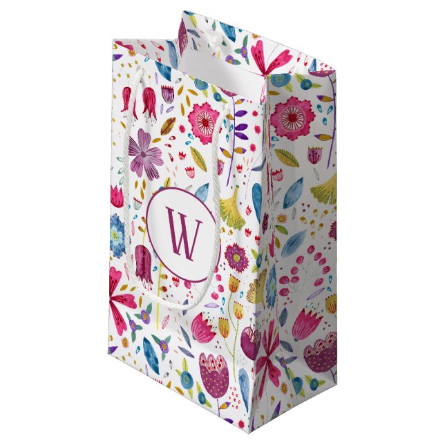 Flora-Monogramm Kleine Geschenktüte (Vorderseite Schrägansicht)